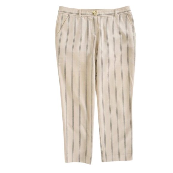Tory Burch Cream Black Tuxedo Stripe Pants, Size 2 - Picture 7 of 9